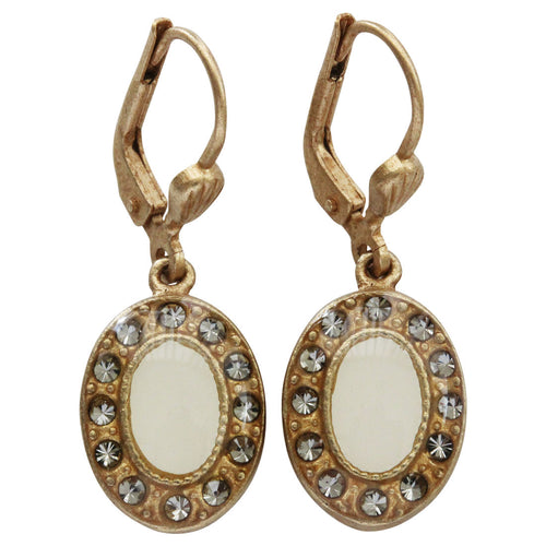 Catherine Popesco 14k Gold Plated Enamel Oval Petite Earrings, 3089G Cream