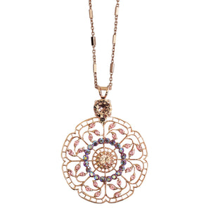 Mariana "Flamingo" Rose Gold Plated Filigree Pendant Crystal Necklace, 5210 319mr
