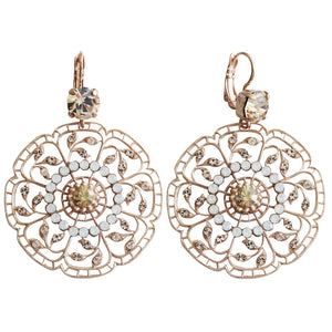 Mariana "Kalahari" Rose Gold Plated Filigree Floral Crystal Earrings, 1210 1078mr