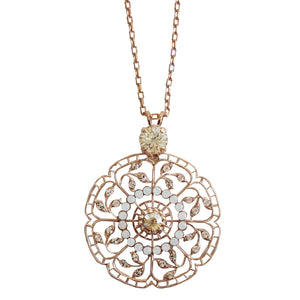 Mariana "Kalahari" Rose Gold Plated Filigree Pendant Crystal Necklace, 5210 1078mr