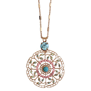 Mariana "Summer Fun" Rose Gold Plated Filigree Pendant Crystal Necklace, 5210 3711mr