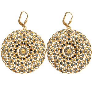 Catherine Popesco 14k Gold Plated Filigree Round Large Lace Medallion Earrings, 9702BG Montana