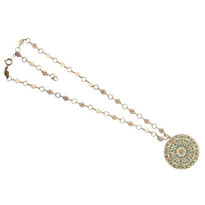 Catherine Popesco 14k Gold Plated Filigree Round Large Lace Medallion Necklace, 18" 1120BG Pacific Blue