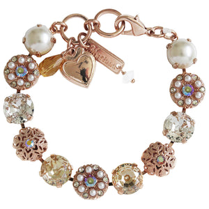 Mariana "Kalahari" Rose Gold Plated Filigree Floral Statement Crystal Bracelet, 4213 M1093rg