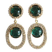 Kenneth Jay Lane Goldtone Simulated Flawed Emerald Open Teardrop Clip On Earrings 8097EGCE