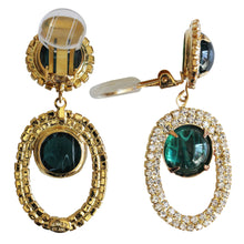 Kenneth Jay Lane Goldtone Simulated Flawed Emerald Open Teardrop Clip On Earrings 8097EGCE