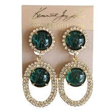 Kenneth Jay Lane Goldtone Simulated Flawed Emerald Open Teardrop Clip On Earrings 8097EGCE