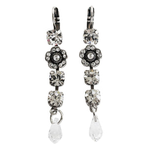 Mariana "On A Clear Day" Silver Plated Floral Crystal Dangle Earrings, 1504/1 001001