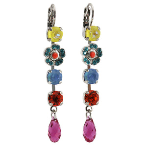 Mariana "Poppy" Rhodium Plated Floral Crystal Dangle Earrings, 1504/1 1909ro