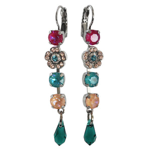 Mariana "Sun-Kissed Rainbow" Rhodium Plated Floral Crystal Dangle Earrings, 1504/1 168-1ro