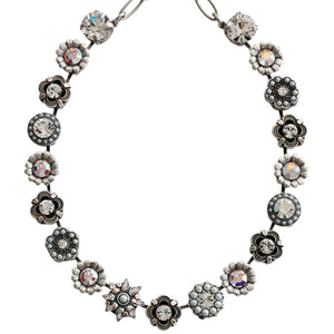 Mariana "Crystal Pearls" Silver Plated Flower Garden Crystal Necklace, 3123 M48001