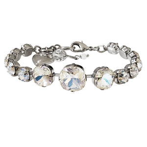 Mariana "Moonlight" Rhodium Plated Round and Cushion Cut Crystal Bracelet, 4326/3 001MOLro