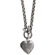 Catherine Popesco Sterling Silver Plated Heart Locket Toggle Necklace, 16.5" 1564