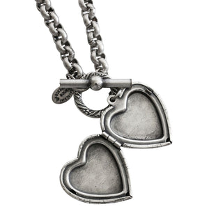 Catherine Popesco Sterling Silver Plated Heart Locket Toggle Necklace, 16.5" 1564