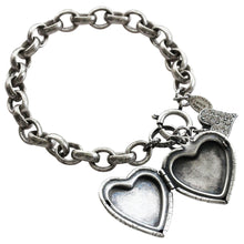 Catherine Popesco Sterling Silver Plated Crystal Heart Locket Bracelet, 1681