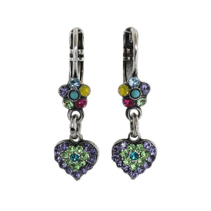 Mariana "Cuba" Silver Plated Flower and Heart Crystal Earrings Earrings, 1322/4 333-1