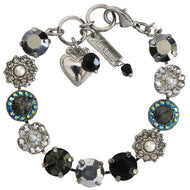 Mariana "Rocky Road" Rhodium Plated Lovable Rosette Crystal Mosaic Statement Bracelet, Black Gray Mix 4084 1149ro