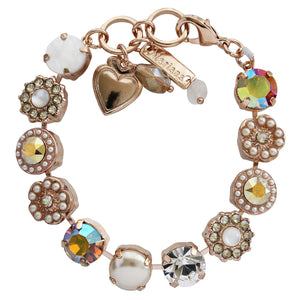 Mariana "Aurora" Rose Gold Plated Lovable Rosette Crystal Bracelet, Golden Metallic 4084 M1093rg