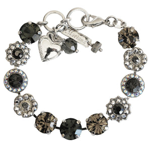 Mariana "Black Diamond" Rhodium Plated Lovable Rosette Crystal Bracelet, Gray Metallic Shimmer 4084 747ro