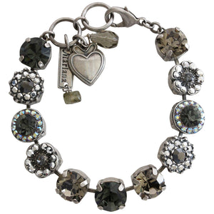 Mariana "Black Diamond" Silver Plated Lovable Rosette Crystal Bracelet, Gray 4084 747
