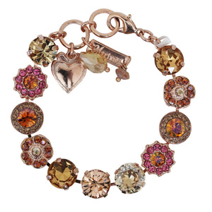 Mariana "Caramel" Rose Gold Plated Lovable Rosette Crystal Bracelet, 4084 137rg