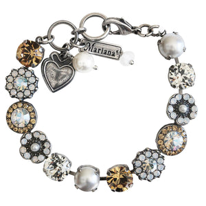 Mariana "Champagne and Caviar" Silver Plated Lovable Mixed Element Crystal Bracelet, 4045/1 3911