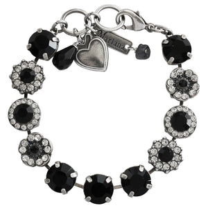 Mariana "Checkmate" Silver Plated Lovable Rosette Crystal Bracelet, Black Clear 4084 280-1