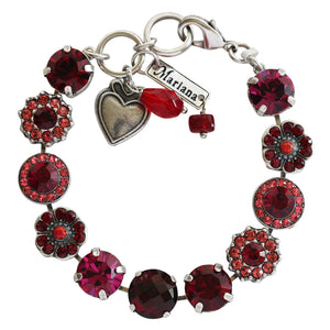 Mariana "Firefly" Silver Plated Lovable Rosette Crystal Bracelet, Red 4084 2140