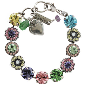 Mariana "Flower Power" Silver Plated Lovable Rosette Crystal Bracelet, Multi Color 4084 803