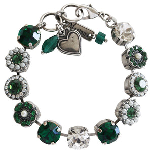 Mariana "Green with Envy" Silver Plated Lovable Rosette Crystal Bracelet, 4084 3001