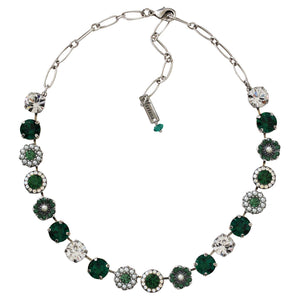 Mariana "Green with Envy" Silver Plated Lovable Rosette Crystal Necklace, 3084 3001