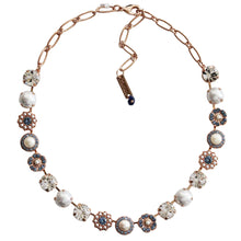 Mariana "Blue Denim Pearl" Rose Gold Plated Lovable Rosette Crystal Necklace, 3084 139-1rg