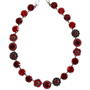 Mariana "Lady in Red" Silver Plated Lovable Mixed Element Crystal Necklace, 3045/1 1070