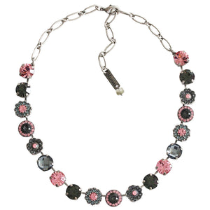 Mariana "Madagascar" Silver Plated Lovable Rosette Crystal Necklace, 3084 1083