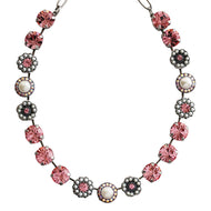 Mariana "Pretty in Pink" Silver Plated Lovable Rosette Crystal Necklace, 3084 M48223