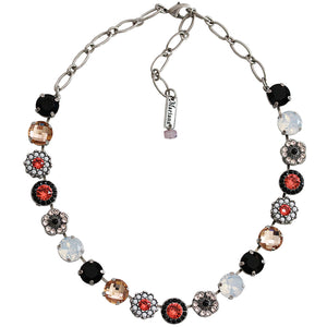 Mariana "Pomegranate" Silver Plated Lovable Rosette Crystal Necklace, 3084 1045