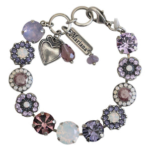 Mariana "Purple Mix" Silver Plated Lovable Rosette Crystal Bracelet, 4084 1062