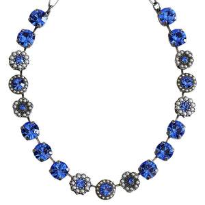 Mariana "Blue Royale" Silver Plated Lovable Rosette Crystal Necklace, 3084 M48206