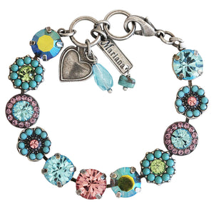 Mariana "Summer Fun" Silver Plated Lovable Rosette Crystal Bracelet, Multi Color 4084 3711