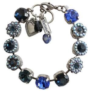 Mariana "Tranquility" Silver Plated Lovable Rosette Crystal Bracelet, Blue 4084 207