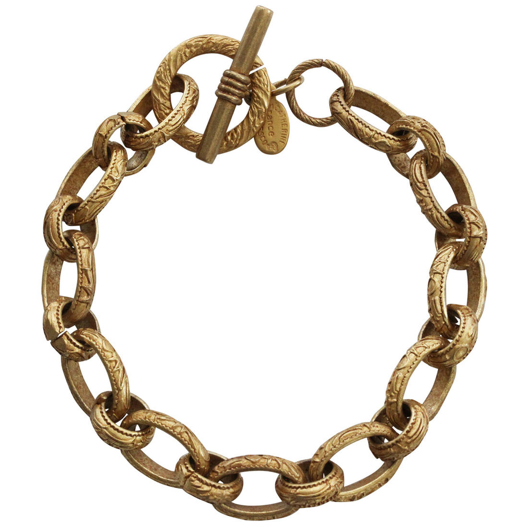 Catherine Popesco 14k Gold Plated Stamped Link Chain Bracelet, 1717G
