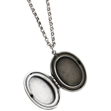 Catherine Popesco Sterling Silver Plated Locket Oval Classic Border Necklace, 16" 1502G