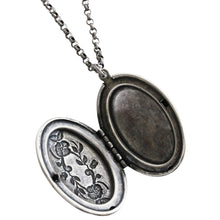 Catherine Popesco Sterling Silver Plated Locket Oval Flowers Necklace, 16" 1503U