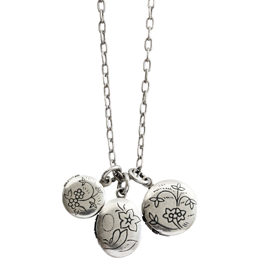 Catherine Popesco Sterling Silver Plated Petite 3 Lockets Necklace, 16