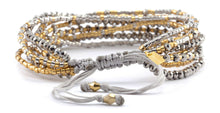 Chan Luu TREND Collection Base Metal Grey Mix Multi Strand Crystal Gold Silver Beaded Pull Cord Bracelet BGZ-4085