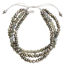 Chan Luu Labradorite Mix Adjustable Multi Strand Crystal Beaded Pull Cord Bracelet BS-5017