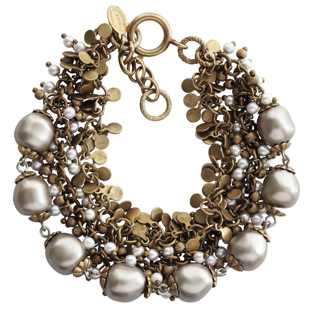 Catherine Popesco 14k Gold Plated Multi Strand Beaded Pearl Bracelet, 1744G