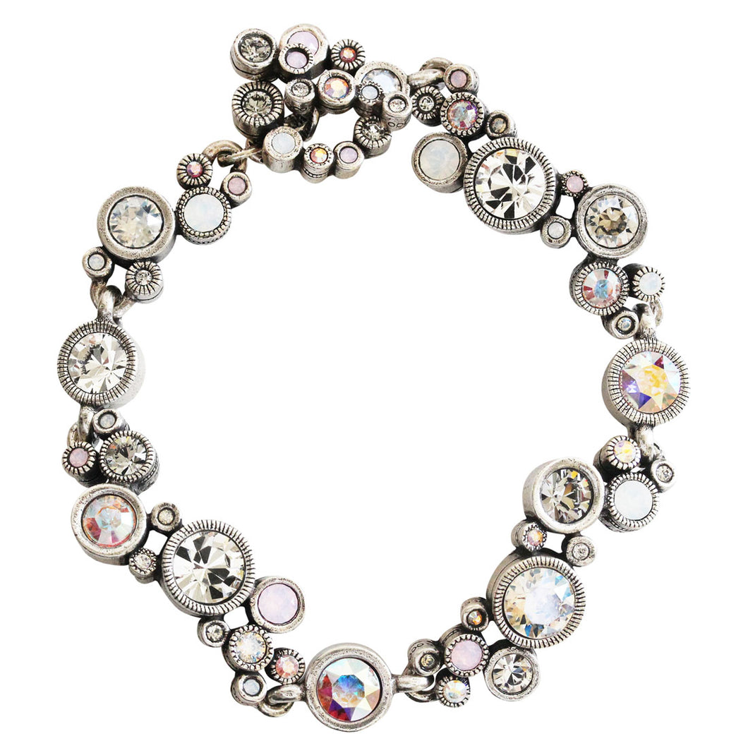 Patricia Locke Ovation Sterling Silver Plated Swarovski Crystal Mosaic Rainbow Bracelet, 7.25