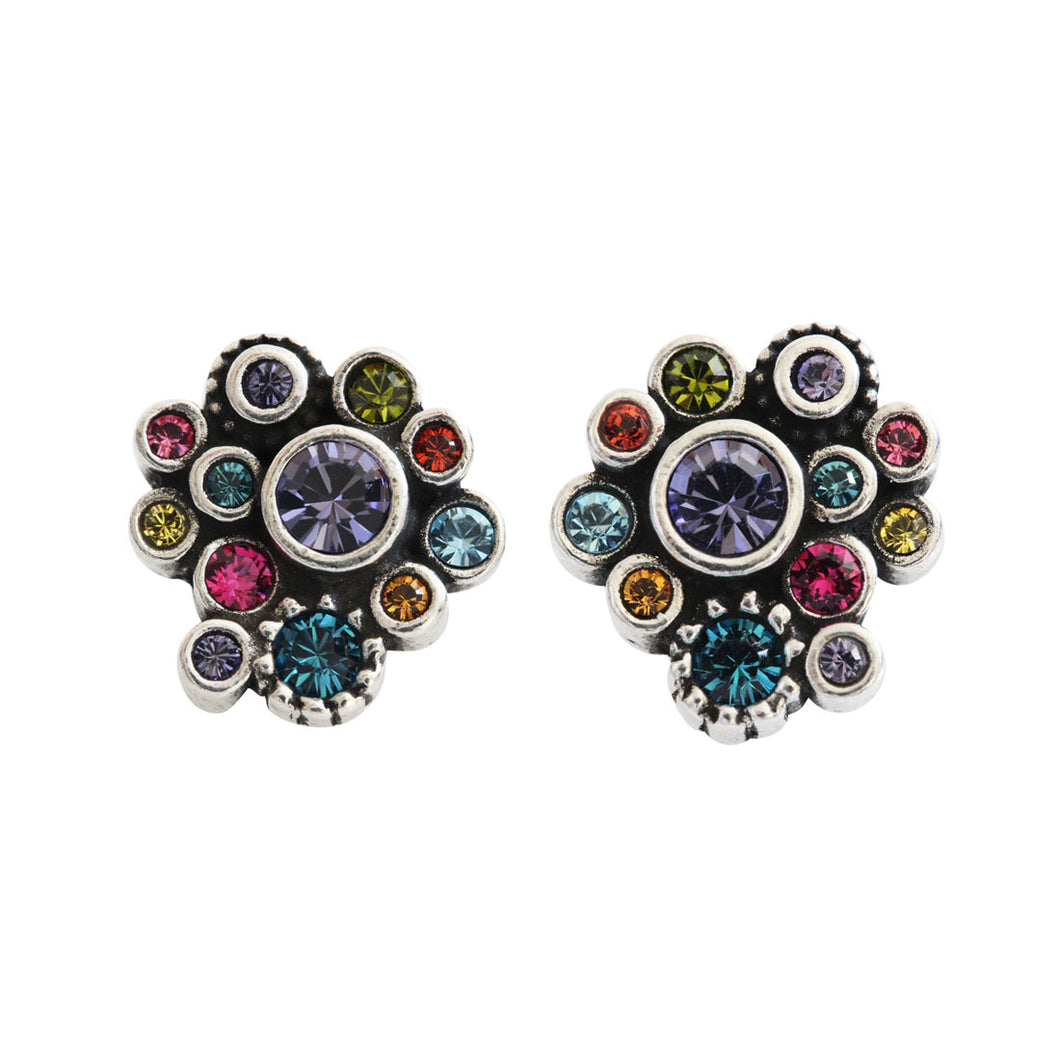 Patricia Locke Pebbles Sterling Silver Plated Post Stud Swarovski Mosaic Earrings, EP0252S Fling