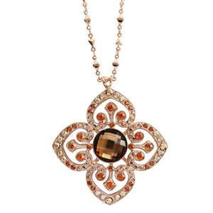 Mariana "Caramel" Rose Gold Plated Pendant with Heart Adornments Crystal Necklace, 5050 137rg
